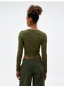 Koton Long Sleeve T-Shirt Crop Waist Corset Crew Neck