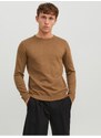 Hnědý pánský basic svetr Jack & Jones Basic - Pánské