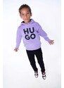 Dětská mikina HUGO fialová barva, s kapucí, s potiskem