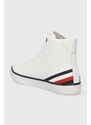 Kožené kecky Tommy Hilfiger TH HI VULC CORE LTH pánské, bílá barva, FM0FM04816