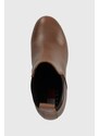 Kožené kotníkové boty Tommy Jeans TJW NEW ESS HIGH HEEL BOOT dámské, hnědá barva, na plochém podpatku, EN0EN02439