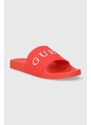 Pantofle Guess SLIDES pánské, červená barva, F3GZ05 BB00F