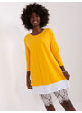 Fashionhunters Tmavě žluté bavlněné šaty s kulatým výstřihem