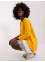 Fashionhunters Tmavě žluté bavlněné šaty s kulatým výstřihem