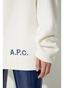 Vlněný svetr A.P.C. dámský, bílá barva, lehký