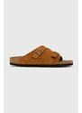 Semišové pantofle Birkenstock dámské, oranžová barva