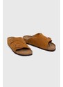 Semišové pantofle Birkenstock dámské, oranžová barva