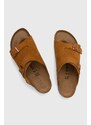 Semišové pantofle Birkenstock dámské, oranžová barva