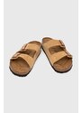 Semišové pantofle Birkenstock pánské, béžová barva