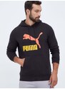 Bavlněná mikina Puma pánská, černá barva, s kapucí, s potiskem