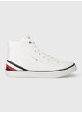 Kožené kecky Tommy Hilfiger TH HI VULC CORE LTH pánské, bílá barva, FM0FM04816