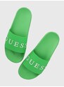 Pantofle Guess SLIDES pánské, zelená barva, F3GZ05 BB00F