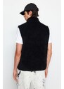 Trendyol Black Regular Fit High Neck Fabric Block Plush Vest