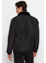 Trendyol Pánský černý Regular Fit Für Collar Fleece Lined Thick Coat