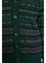 Trendyol Men's Green Slim Fit V Neck Jacquard Knitwear Cardigan