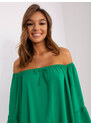 Fashionhunters Zelené oversize midi šaty s volánem