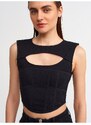 Dilvin 30106 Window Corset Top-black