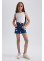 DEFACTO Girl's Mom Fit Ripped Detailed Shorts