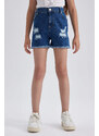 DEFACTO Girl's Mom Fit Ripped Detailed Shorts