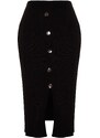 Trendyol Curve Black Gold Button Detailed Corduroy Knit Skirt