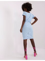 Fashionhunters Světle modrá základní sukně s vysokým pasem