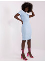 Fashionhunters Světle modrá základní sukně s vysokým pasem