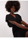 Fashionhunters Černé midi šaty s páskem na zavazování