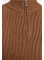 Trendyol Camel Regular Fit Half Turtleneck Zipper Neck Sweater