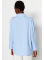 Trendyol Light Blue Rib Detail Woven Shirt