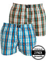 Meatfly pánské trenky Jukebox Aquamarine Blue/Brown Green Double pack | Modrá | 100% bavlna