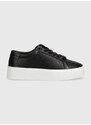 Sneakers boty Calvin Klein FLATFORM CUPSOLE LACE UP-EPI MN černá barva, HW0HW01670