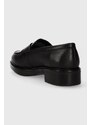Kožené mokasíny Calvin Klein RUBBER SOLE LOAFER W/HW dámské, černá barva, na plochém podpatku, HW0HW01726