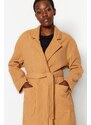 Trendyol Camel Belted Long Stamped Coat