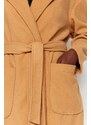 Trendyol Camel Belted Long Stamped Coat