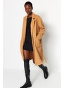 Trendyol Camel Belted Long Stamped Coat