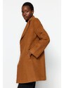 Trendyol Camel Premium Oversize Wide Cut Stamped Coat