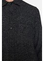 Trendyol Black Regular Fit Textured Shirt Collar Label Detailed Shirt Jacket