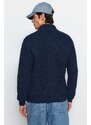 Trendyol Indigo Regular Fit Zippered Pocket Basic Anti-pilling Knitwear Cardigan