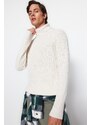 Trendyol Ecru Men's Slim Fit Turtleneck Raglan Sleeve Basic Knitwear Sweater