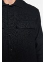 Trendyol Men's Black Regular Fit Shirt Collar Waffle Textured Shirt Jacket with Pocket