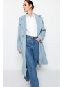 Trendyol Blue Oversized Wide Cut Long Wool Cachet Coat