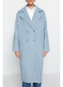 Trendyol Blue Oversized Wide Cut Long Wool Cachet Coat