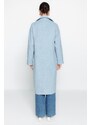 Trendyol Blue Oversized Wide Cut Long Wool Cachet Coat