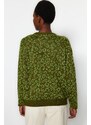 Trendyol Khaki široký střih stříbřitě měkký texturovaný pletený svetr