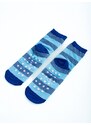 Non-slip Shelvt Kids Socks With Blue Striped Monster