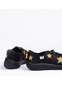 Shelvt Slip-on black children's sneakers with 3F stars