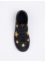 Shelvt Slip-on black children's sneakers with 3F stars