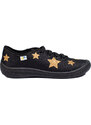 Shelvt Slip-on black children's sneakers with 3F stars