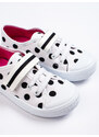 Shelvt White girls' polka dot sneakers 3F