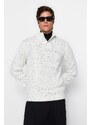 Trendyol Ecru Regular Fit Buttoned Turtleneck Nopple Knitwear Sweater